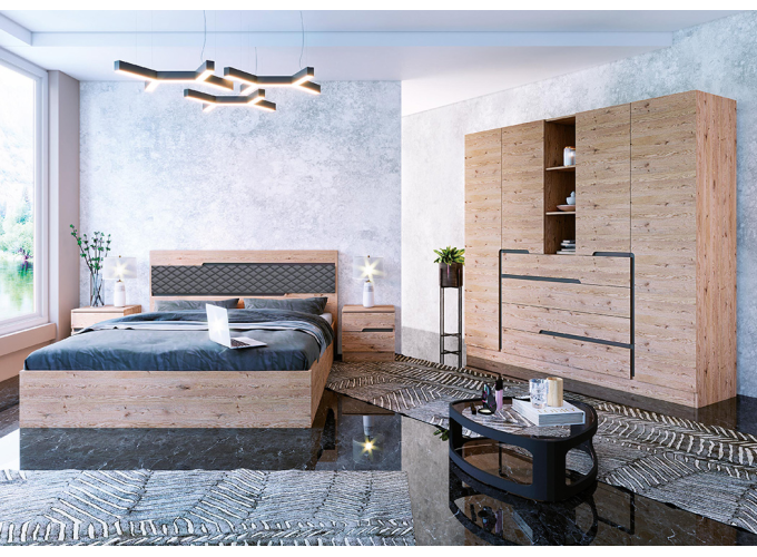 Σετ Κρεβατοκάμαρας 4 τεμαχίων 160/200, Amelia, 171/214/95 εκ., καφέ, Genomax Σετ Κρεβατοκάμαρας 4 τεμαχίων 160/200, Amelia, 171/214/95 εκ., καφέ, Genomax