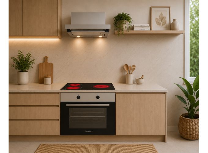 Σετ Φούρνος Εστία, Απορροφητήρας FCM 106AIX + CHP32 + CT6040IX , Crown