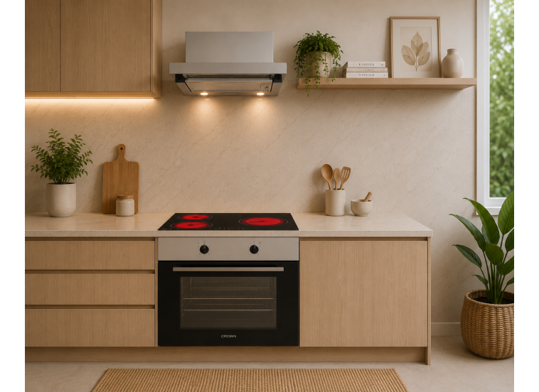 Σετ Φούρνος Εστία, Απορροφητήρας FCM 106AIX + CHP32 + CT6040IX , Crown