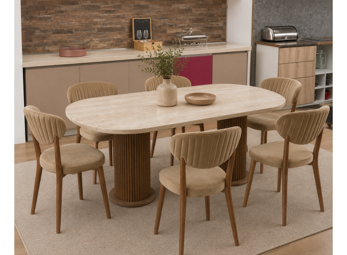 Σετ Τραπεζαρίας με 6 καρέκλες, Scandi ,180x90x75 εκ. All4home