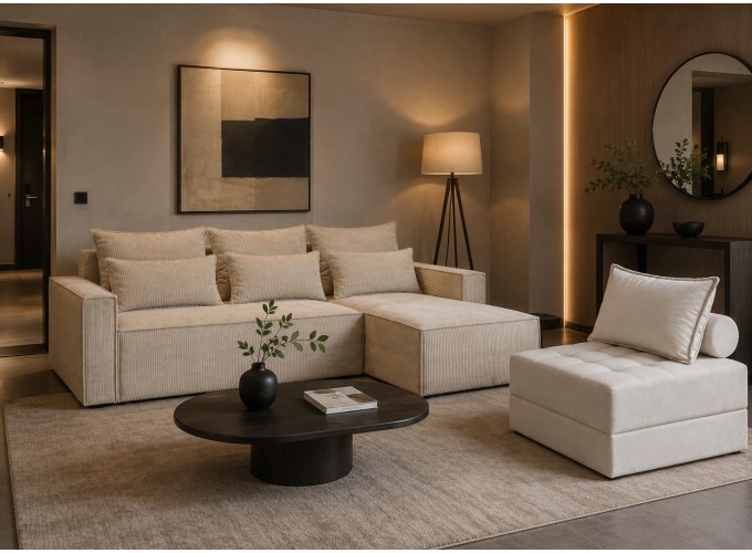Σετ Σαλονιού 2 Τεμαχίων Γωνιακό Καναπέ Kimi με Πολυθρόνα, All4home