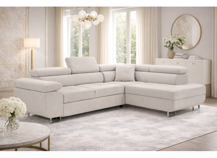 Γωνιακός καναπές κρεβάτι Alexander με αποθηκευτικό χώρο (αριστερή γωνία), Madrid 1384, 275x202 εκ, Silk