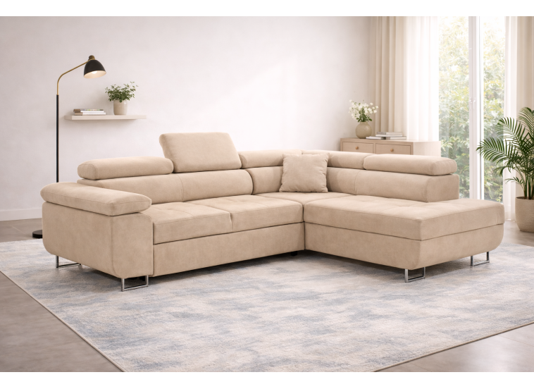 Γωνιακός καναπές κρεβάτι Alexander με αποθηκευτικό χώρο , αριστερή γωνία, MADRID 26, 275x202 εκ, Silk