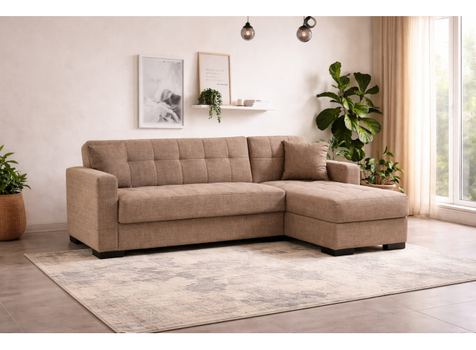 Γωνιακός καναπές-κρεβάτι New Dynamic Corner, Νο 06-002, μπεζ 2770000046, All4home