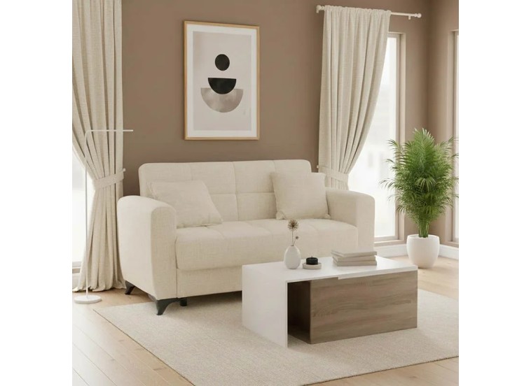 Διθέσιος Καναπές-κρεβάτι Μπέζ Ανοιχτό, Teodor ,155x85x80εκ, All4home