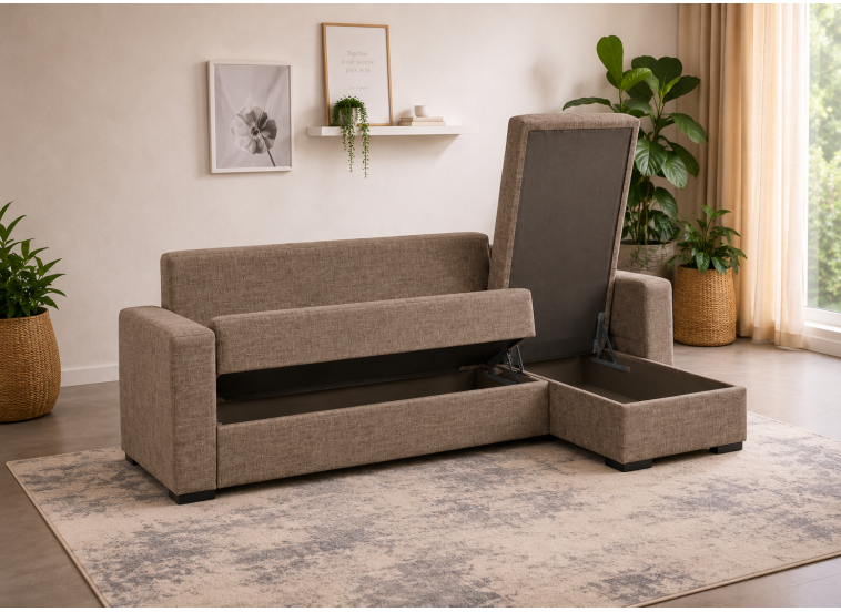 Γωνιακός καναπές-κρεβάτι New Dynamic Corner, Νο 69-002, Καφέ, All4home