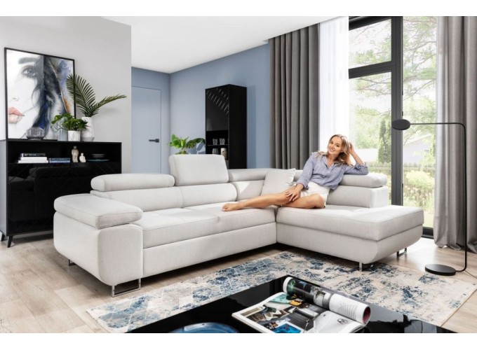 Γωνιακός καναπές κρεβάτι Alexander με αποθηκευτικό χώρο (αριστερή γωνία), Madrid 1384, 275x202 εκ, Silk