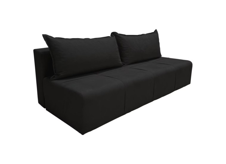 Καναπές κρεβάτι με μπράτσα , Palermo, με αποθηκευτικό χώρο , Μαύρο