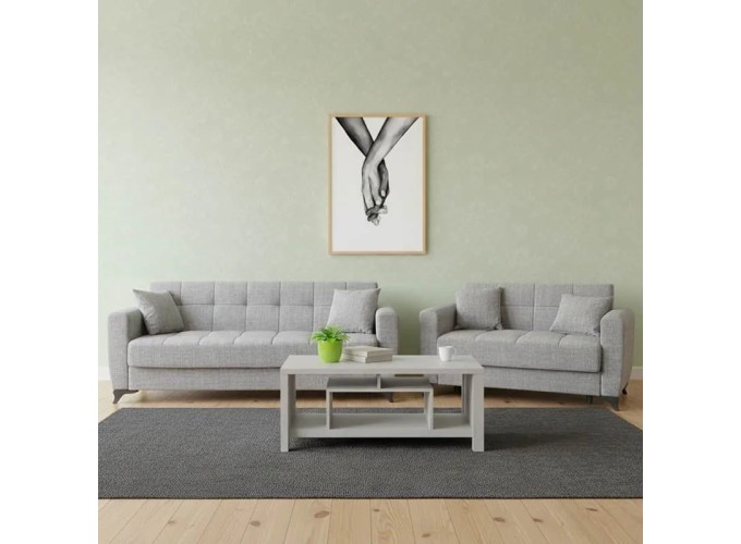 Σετ σαλονιού, Τριθέσιος - Διθέσιος καναπές Modesto,Γκρί , All4home