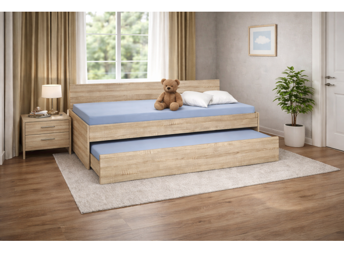 Κρεβάτι Καναπές με συρόμενο 2ο κρεβάτι Bisi Sandwich Σόνομα, 87,6x197,7x73cm, Genomax