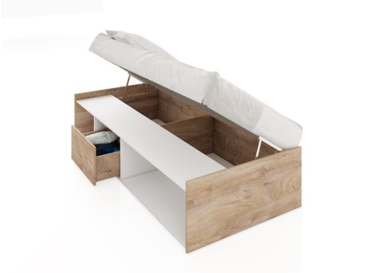 Κρεβάτι με αποθηκευτικό χώρο, 90/200, Δώρο Μηχανισμός Ανύψωσης, Modul 951, Genomax
