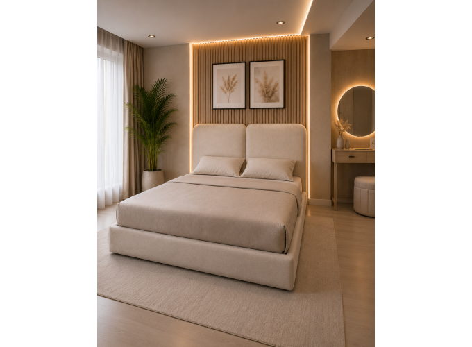 Υφασμάτινο Κρεβάτι, Milano Lounge, μπεζ, 160x200 εκ. , All4home