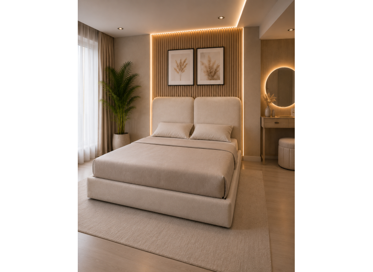 Υφασμάτινο Κρεβάτι, Milano Lounge, μπεζ, 160x200 εκ. , All4home