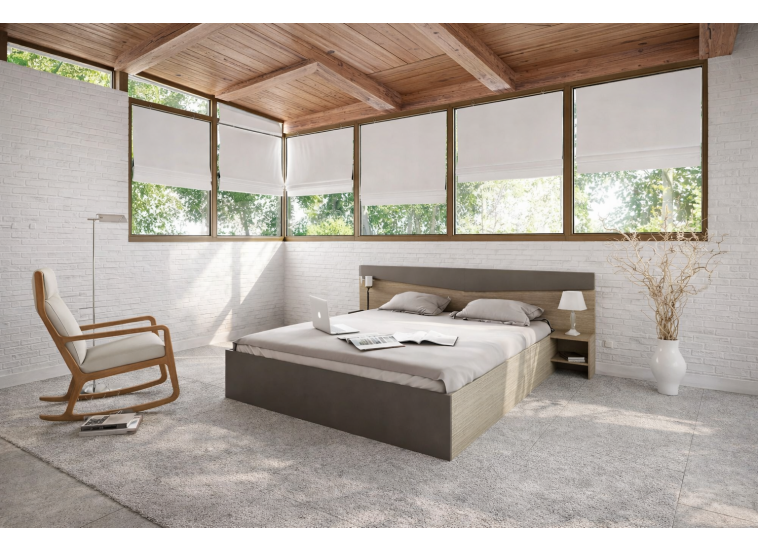 Σετ κρεβατοκάμαρας 3 τεμαχίων,1212007 Μόκα/Latte, με ΔΩΡΟ κουβέρτα. και μηχανισμό ανύψωσης, 226x78x206 εκ., Genomax