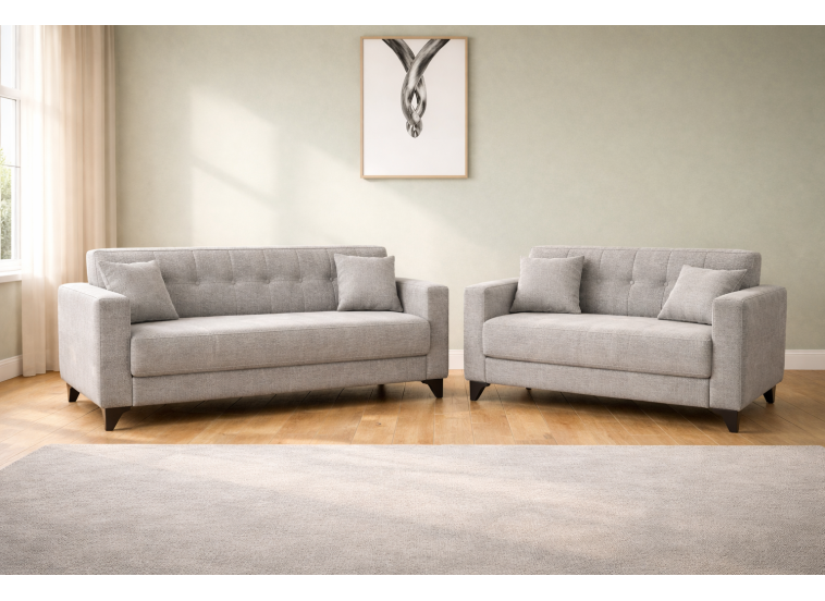 Σετ σαλονιού, Τριθέσιος - Διθέσιος καναπές Modesto,Γκρί , All4home