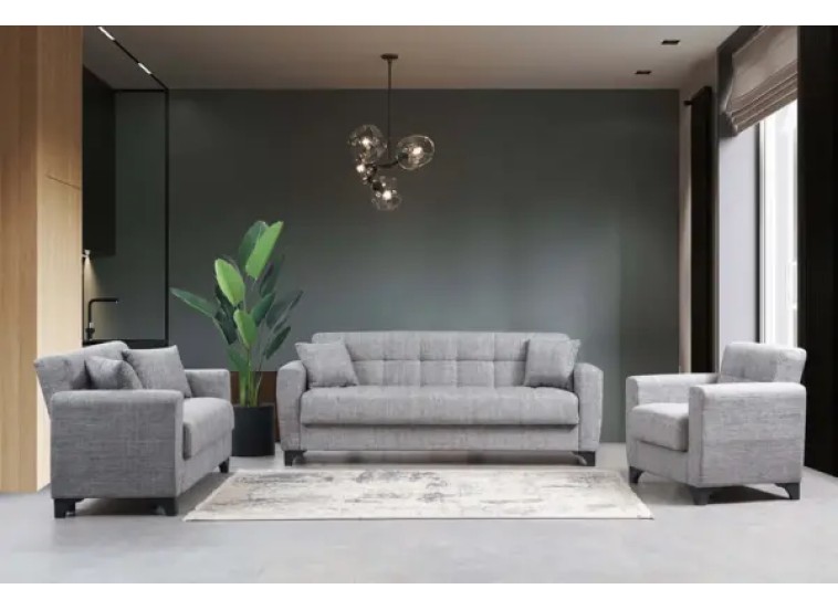 Σετ σαλονιού, Τριθέσιος - Διθέσιος - Πολυθρόνα  Modesto, Γκρί , All4home