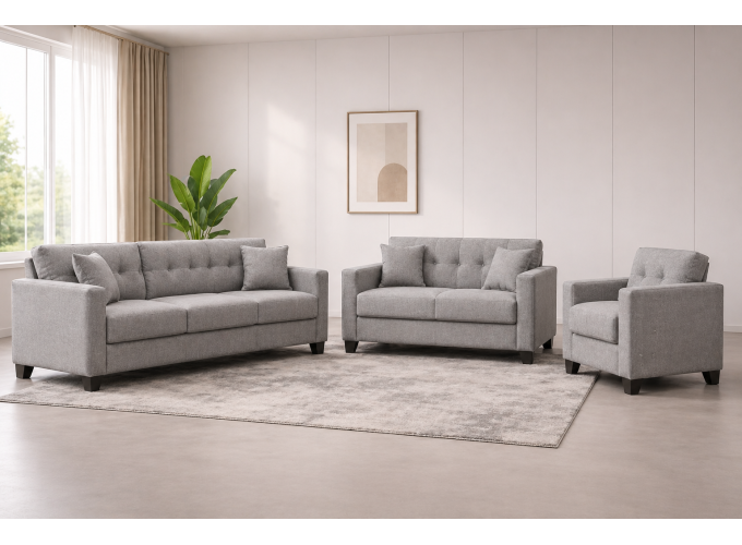 Σετ σαλονιού, Τριθέσιος - Διθέσιος - Πολυθρόνα  Modesto, Γκρί , All4home