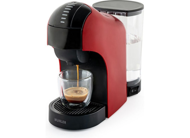 Μηχανή καφέ με κάψουλες MCM-611 Nespresso με πίεση 20bar, Κόκκινο,Muhler Μηχανή καφέ με κάψουλες MCM-611 Nespresso με πίεση 20bar, Κόκκινο,Muhler