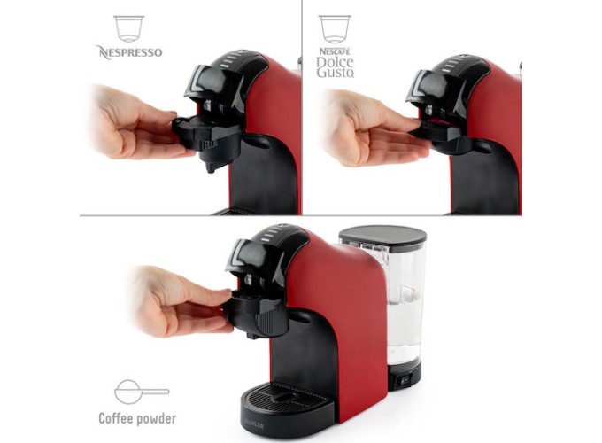 Μηχανή καφέ με κάψουλες MCM-611 Nespresso με πίεση 20bar, Κόκκινο,Muhler Μηχανή καφέ με κάψουλες MCM-611 Nespresso με πίεση 20bar, Κόκκινο,Muhler