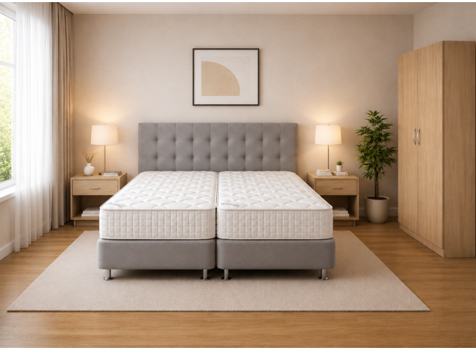 Σετ Κρεβατοκάμαρας Soft Grey Boxspring, 4 τεμαχίων, 160/200/110 εκ., All4home