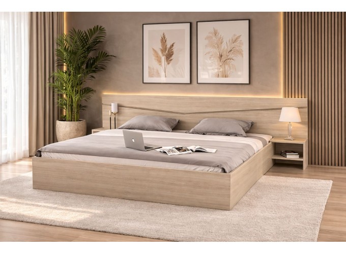 Σετ κρεβατοκάμαρας 3 τεμαχίων, Aura Σόνομα, με ΔΩΡΟ μηχανισμό ανύψωσης, 226x78x206 εκ., Genomax