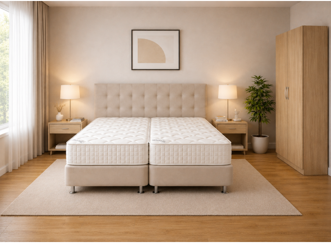 Σετ Κρεβατοκάμαρας Soft Beige Boxspring, 4 τεμαχίων, 160/200/110 εκ., All4home