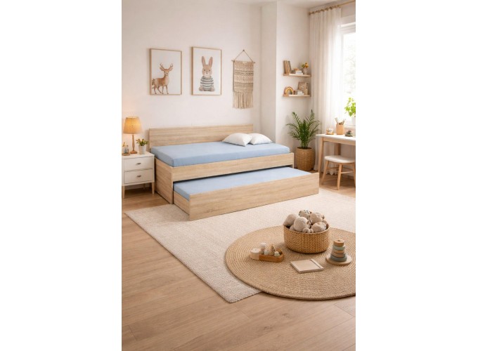 Κρεβάτι Καναπές με συρόμενο 2ο κρεβάτι Forma Σόνομα, 87,6x197,7x73cm, Genomax