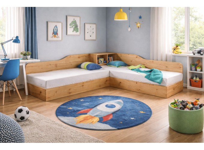 Κρεβάτι γωνιακό μπαούλο, Σόνομα, 1212001, Δώρο Μηχανισμός Ανύψωσης, 82/190, Genomax