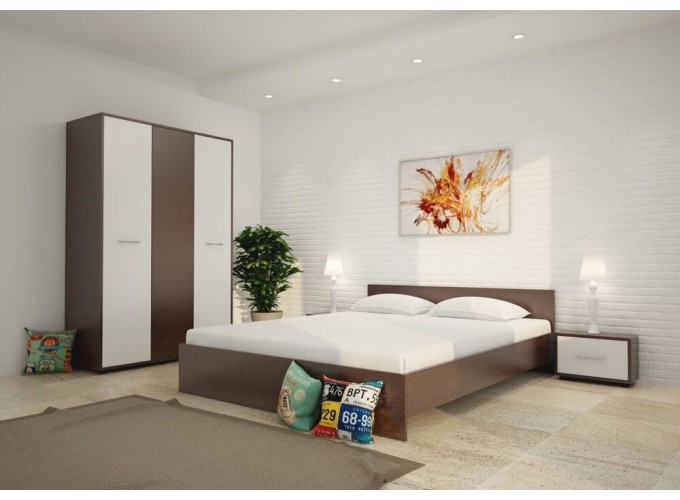 Σετ Κρεβατοκάμαρας 4 τεμαχίων Hera,Σόνομα με λευκό για στρώμα 160/200 εκ., 163/204/60 εκ., All4home