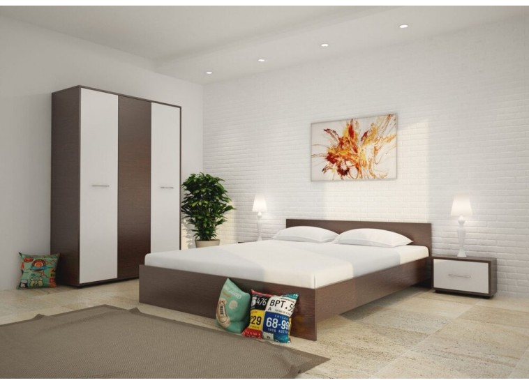 Σετ Κρεβατοκάμαρας 4 τεμαχίων Hera,Σόνομα με λευκό για στρώμα 160/200 εκ., 163/204/60 εκ., All4home