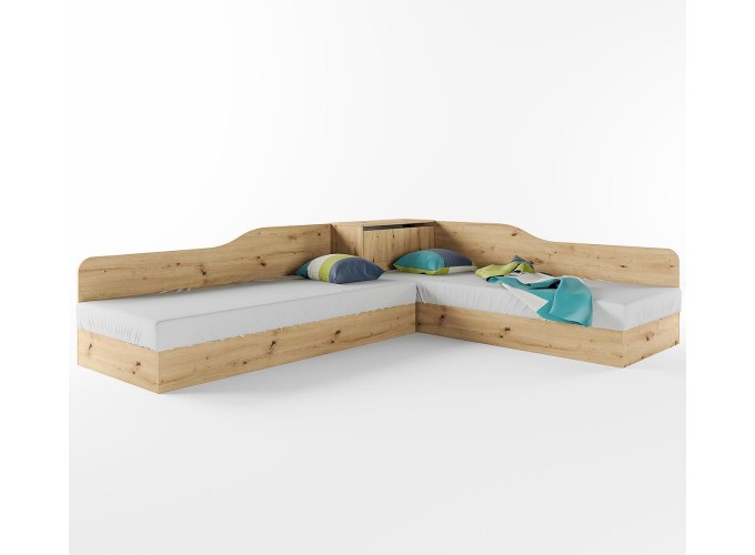 Κρεβάτι γωνιακό μπαούλο, Σόνομα, 1212001, Δώρο Μηχανισμός Ανύψωσης, 82/190, Genomax