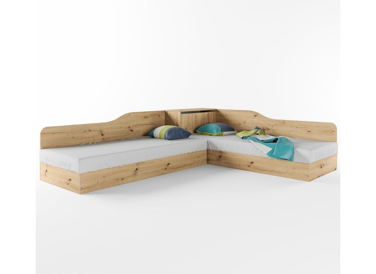 Κρεβάτι γωνιακό μπαούλο, Σόνομα, 1212001, Δώρο Μηχανισμός Ανύψωσης, 82/190, Genomax