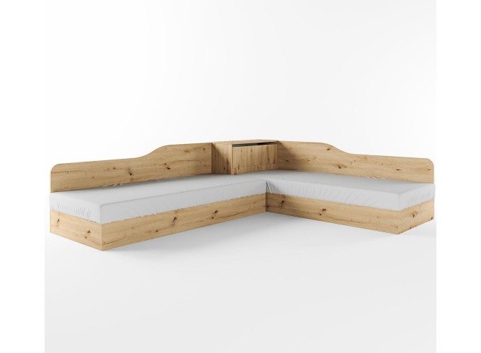 Κρεβάτι γωνιακό μπαούλο, Σόνομα, 1212001, Δώρο Μηχανισμός Ανύψωσης, 82/190, Genomax