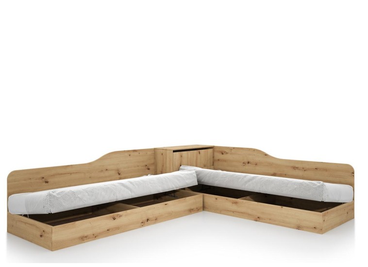 Κρεβάτι γωνιακό μπαούλο, Σόνομα, 1212001, Δώρο Μηχανισμός Ανύψωσης, 82/190, Genomax