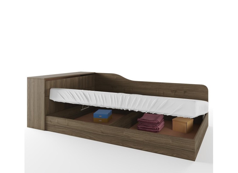 Κρεβάτι ημίδιπλο 120/190 , Flow Καρυδί, 223,5x71x122 εκ., Genomax