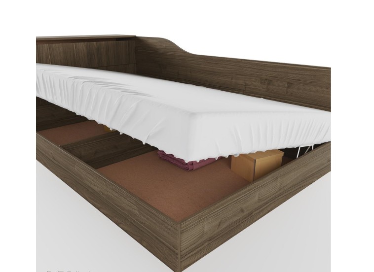 Κρεβάτι ημίδιπλο 120/190 , Flow Καρυδί, 223,5x71x122 εκ., Genomax