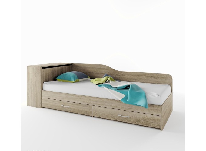 Κρεβάτι μονό με συρτάρια 82/190, ΔΩΡΟ Ορθοπεδικό στρώμα, 1212005 Σόνομα, 228x71x87 εκ., Genomax 