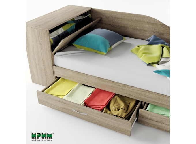 Κρεβάτι μονό με συρτάρια 82/190, ΔΩΡΟ Ορθοπεδικό στρώμα, 1212005 Σόνομα, 228x71x87 εκ., Genomax 