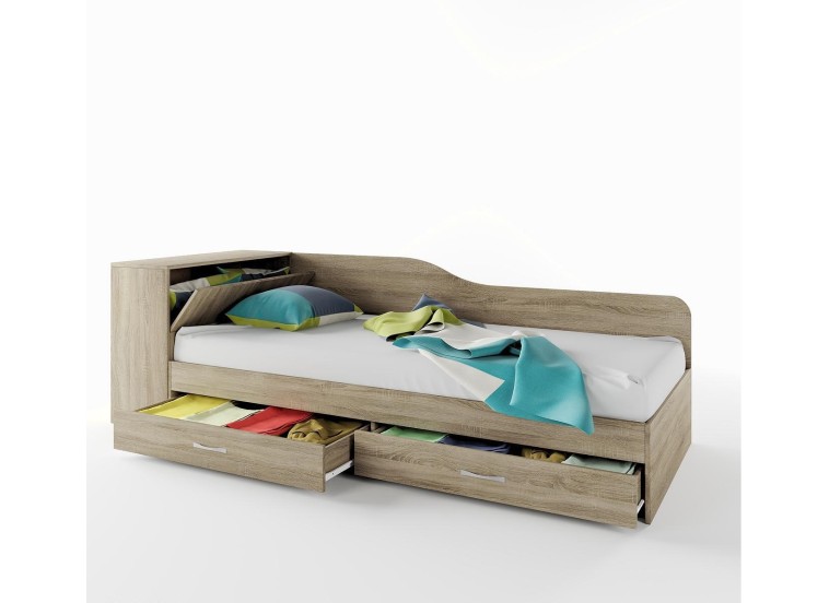 Κρεβάτι μονό με συρτάρια 82/190, ΔΩΡΟ Ορθοπεδικό στρώμα, 1212005 Σόνομα, 228x71x87 εκ., Genomax 