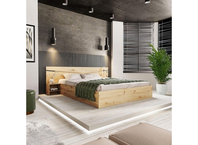 Σετ κρεβατοκάμαρας 3 τεμαχίων,1212007 Σασό, με ΔΩΡΟ κουβέρτα. και μηχανισμό ανύψωσης, 226x78x206 εκ., Genomax