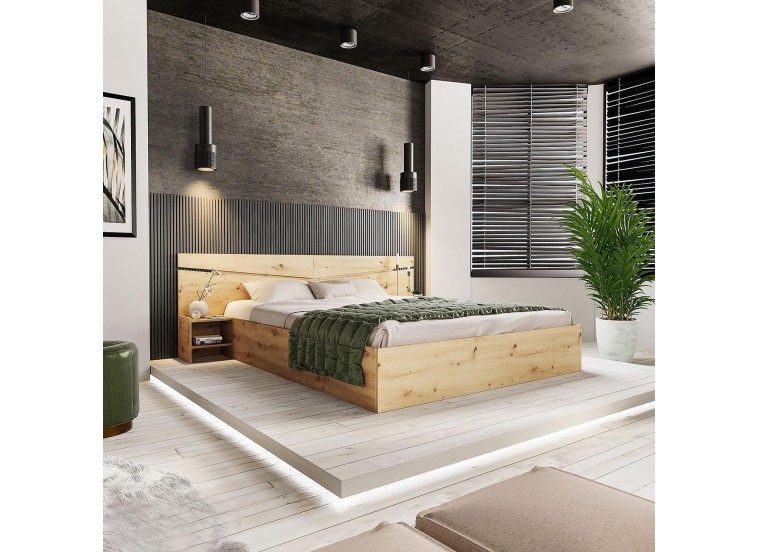 Σετ κρεβατοκάμαρας 3 τεμαχίων,1212007 Σασό, με ΔΩΡΟ κουβέρτα. και μηχανισμό ανύψωσης, 226x78x206 εκ., Genomax