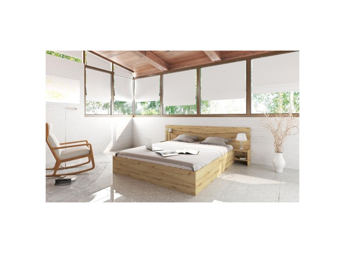 Σετ κρεβατοκάμαρας 3 τεμαχίων,1212007 Σασό, με ΔΩΡΟ κουβέρτα. και μηχανισμό ανύψωσης, 226x78x206 εκ., Genomax