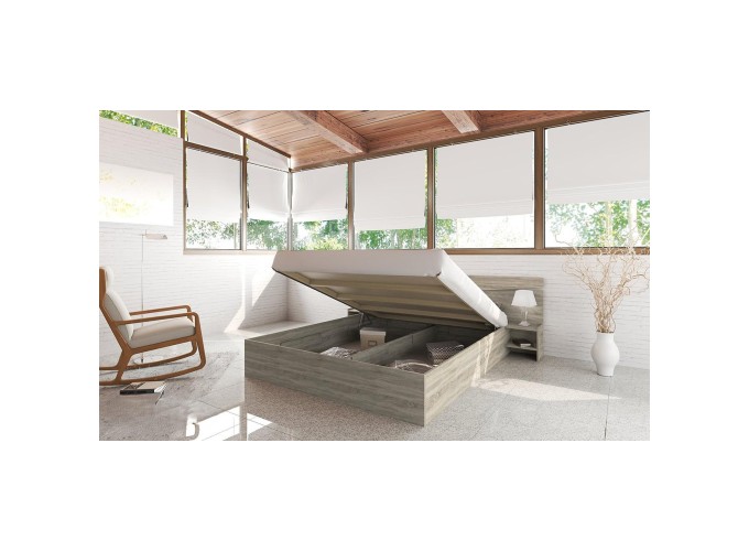 Σετ κρεβατοκάμαρας 3 τεμαχίων, Paris Σόνομα, με ΔΩΡΟ στρώμα 160x200 εκ. και μηχανισμό ανύψωσης, 226x78x206 εκ., κωδ. 1210001080, Genomax