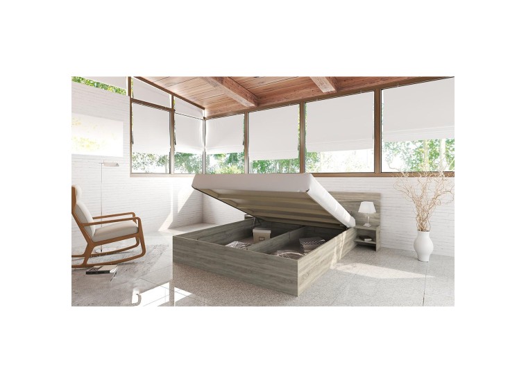 Σετ κρεβατοκάμαρας 3 τεμαχίων, Paris Σόνομα, με ΔΩΡΟ στρώμα 160x200 εκ. και μηχανισμό ανύψωσης, 226x78x206 εκ., Genomax