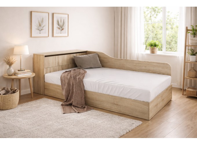 Κρεβάτι ημίδιπλο 120/190 με ΔΩΡΟ στρώμα, Flow Σόνομα, 223,5x71x122 εκ., Genomax