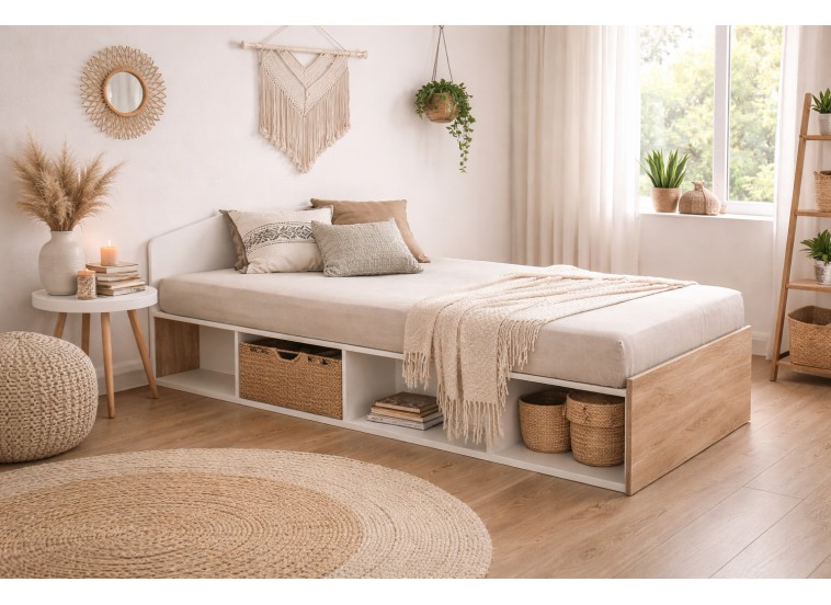 Κρεβάτι με αποθηκευτικό χώρο, 120/190, Δώρο Μηχανισμός Ανύψωσης, Modul 954, Genomax