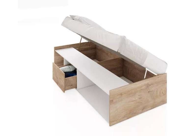 Κρεβάτι με αποθηκευτικό χώρο, 120/190, Δώρο Μηχανισμός Ανύψωσης, Modul 954, Genomax