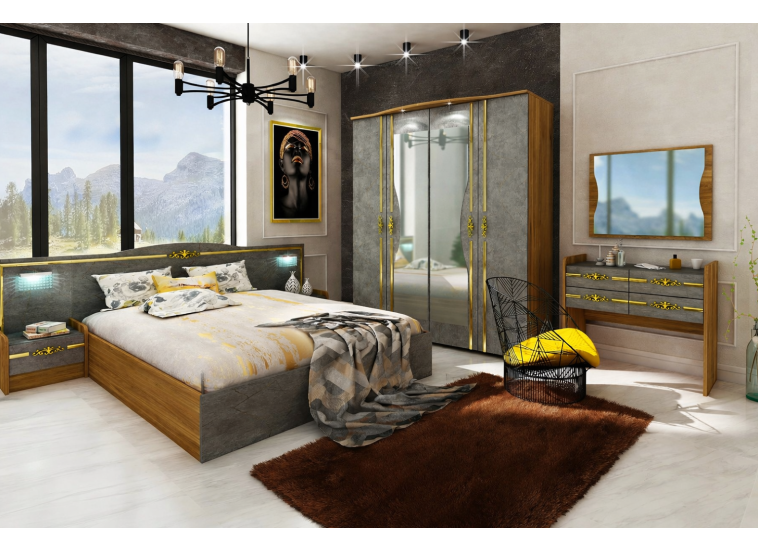 Σετ Κρεβατοκάμαρας 4 τεμαχίων 160/200, Oscar, 252,5/204,5/87 εκ., Genomax