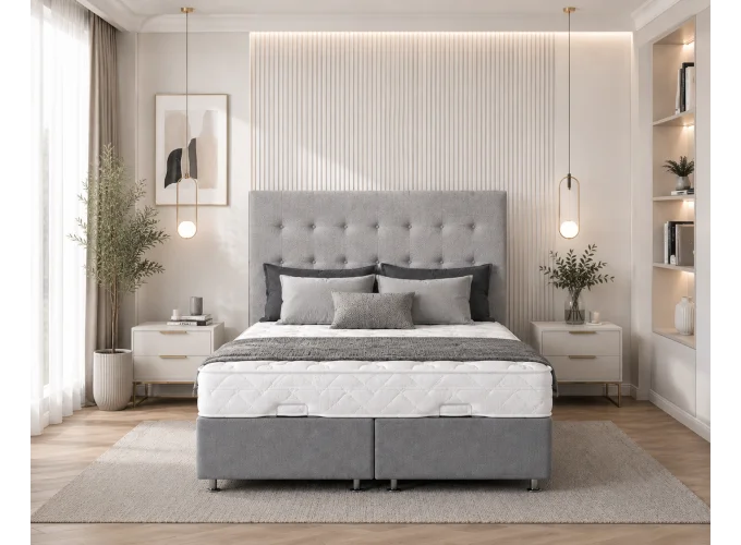 Κρεβάτι υφασμάτινο διπλό Kare - oval baza, GRI 581, 160x200 εκ.,All4home