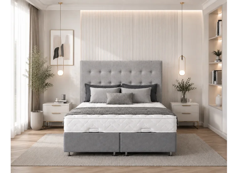 Κρεβάτι υφασμάτινο διπλό Kare - oval baza, GRI 581, 160x200 εκ.,All4home